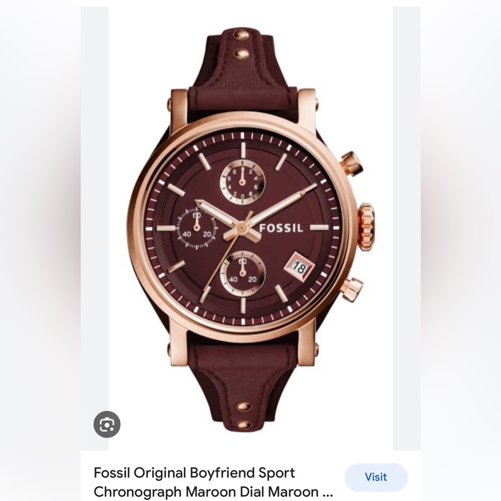 Maroon Fossil watch! Boyfriend Sport Chronograph